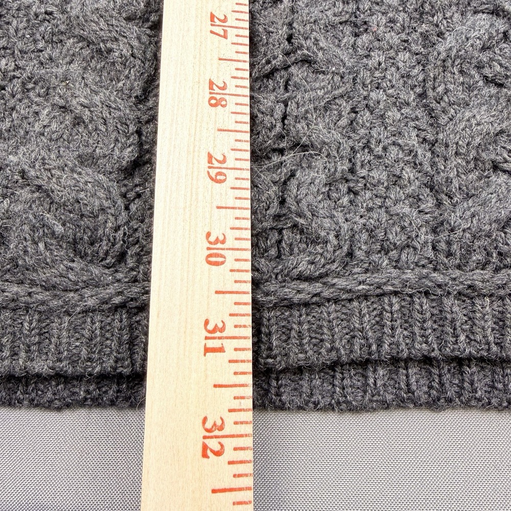 Aran Crafts Merino Wool Cable Knit Full Zip Cardigan Sweater Ireland Sz M Gray - Picture 7 of 11